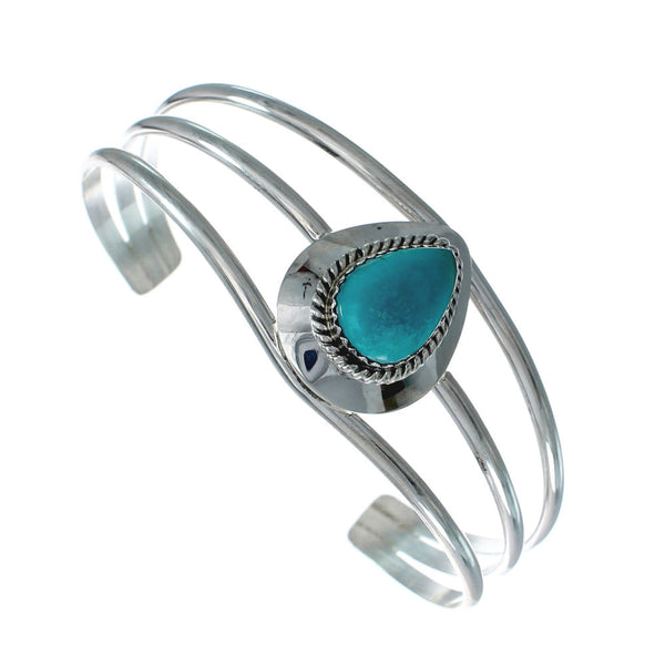 Navajo Turquoise Sterling Silver Tear Drop Cuff Bracelet TX10292